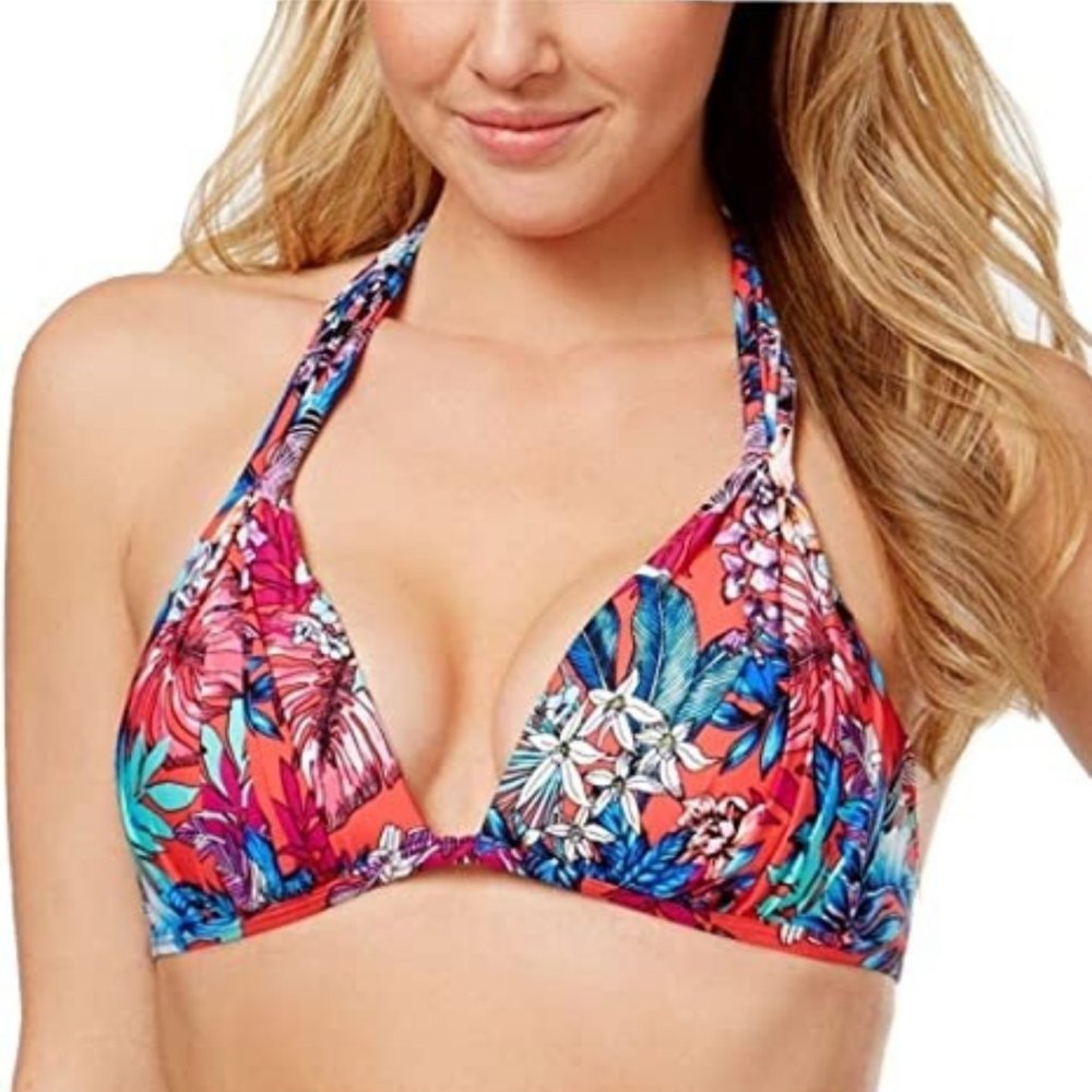 La Blanca Push up Tropical Print Bikini Swimsuit Top Bra Sized Separates 32B 32C